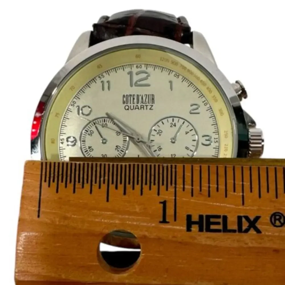 Cote D'Azur Mens Watch Quartz‎ Movement Leather Band